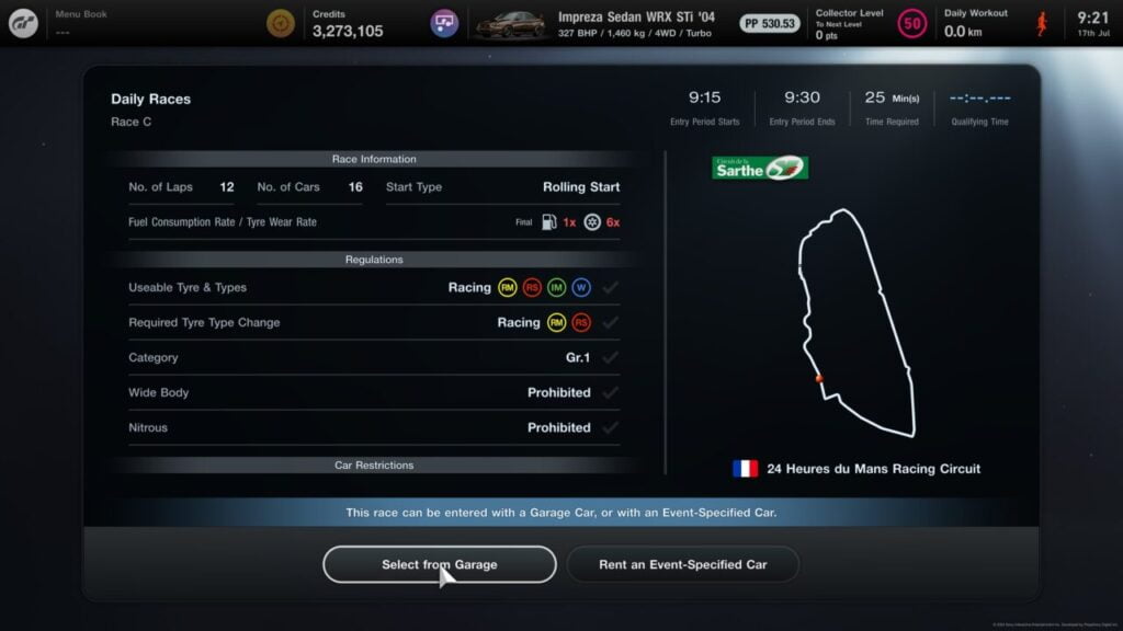 daily races gran turismo 7 17 24 july (race C)