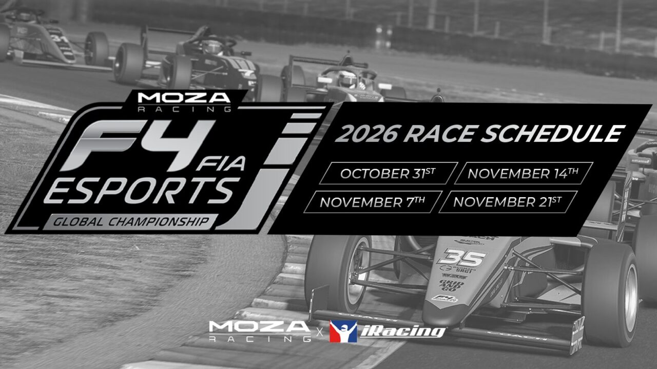 Calendario de carreras del FIA F4 Esports Global Championship 2026 presentado por MOZA Racing