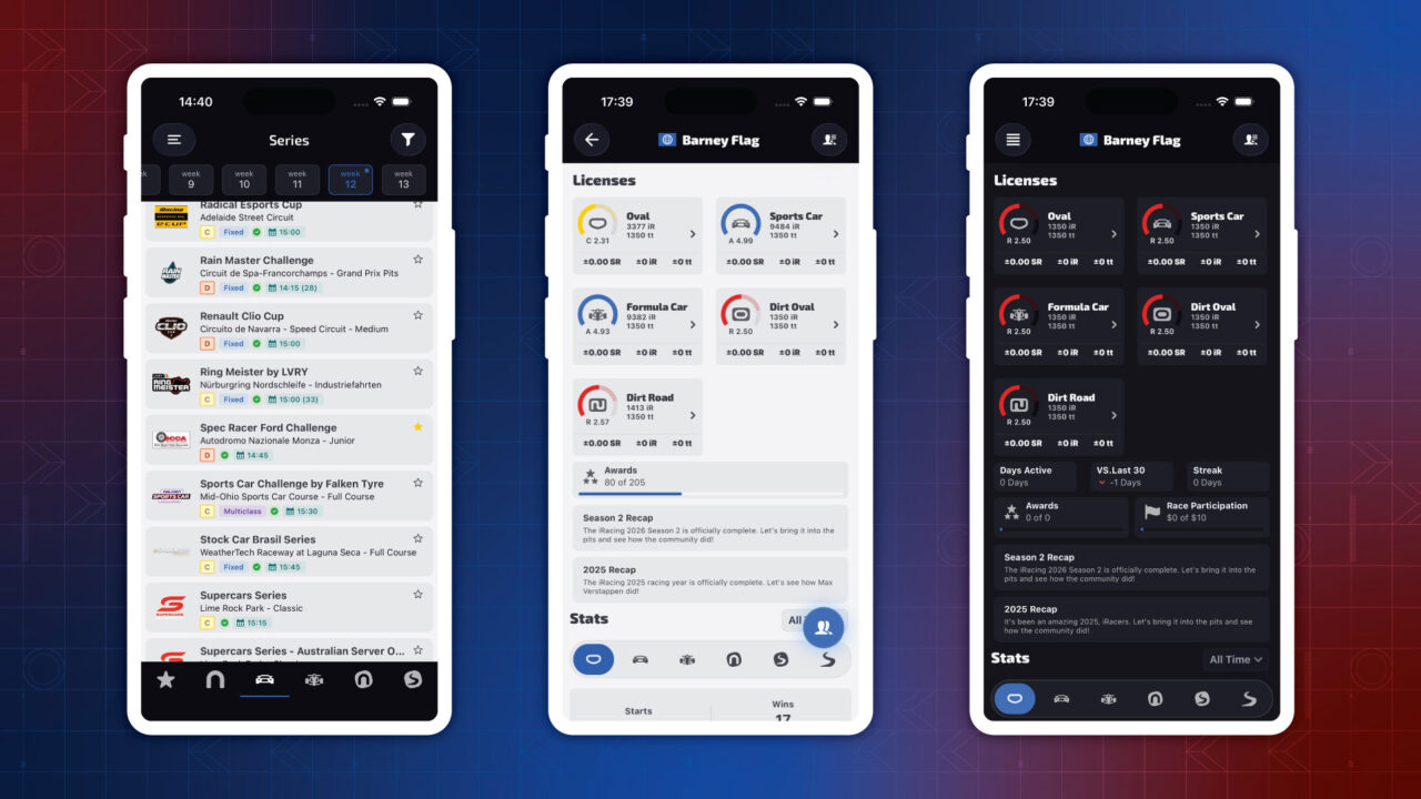 Nueva interfaz de la iRacing Companion App 3.0
