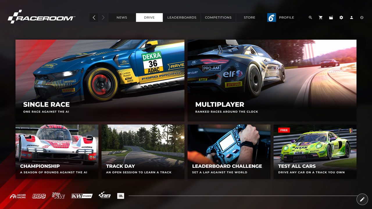Nueva interfaz de RaceRoom tras la Historic Update 2026